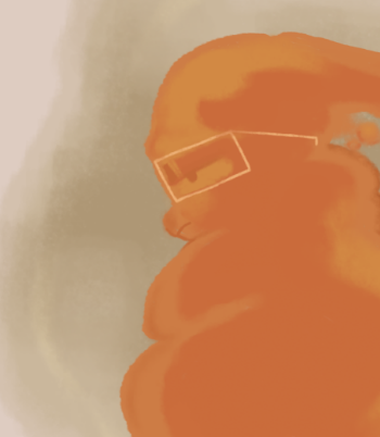 A drawing of two rabbit anthros as egg yolks.